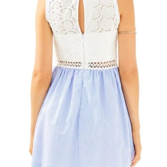 NWT Lilly Pulitzer Alivia Dress in Bennet Blue stripe seersucker - Picture 3 of 4